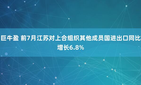 巨牛盈 前7月江苏对上合组织其他成员国进出口同比增长6.8%